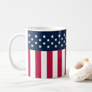 Caneca De Café Estrelas Patrióticas em Stripes Azul Branco Verme
