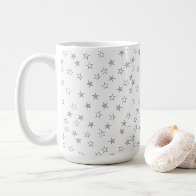 Caneca De Café Estrelas prateadas (Com Donut)