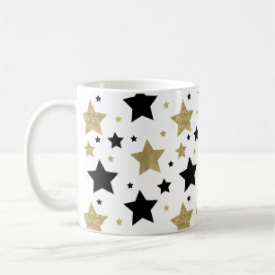 Caneca De Café Estrelas pretas Dourados