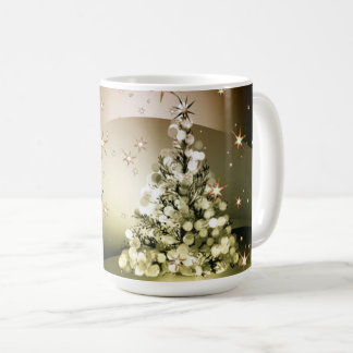 Caneca De Café Estrelas Shinle Sparkle da Árvore do Ouro de Natal