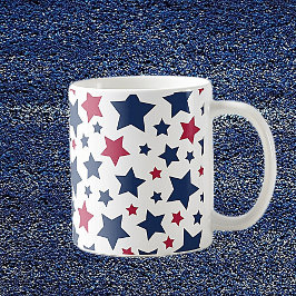 Caneca De Café Estrelas Vermelhas e Azuis - Padrão de bandeira Am