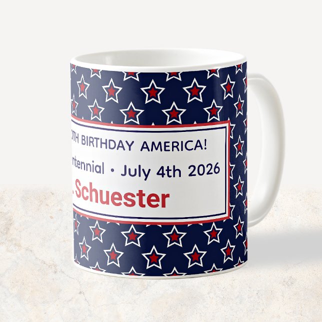 Caneca De Café Estrelas Vermelhas e Brancas Semiquincentenário do (Criador carregado)
