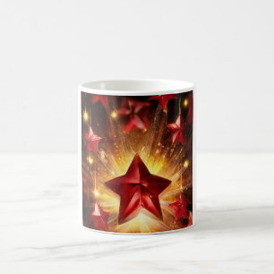 Caneca De Café Estrelas Vermelhas Metálicas Com Busto De Energia