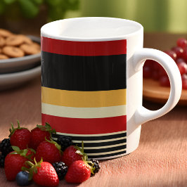 Caneca De Café Estrias Amarelas, Pretas e Vermelhas