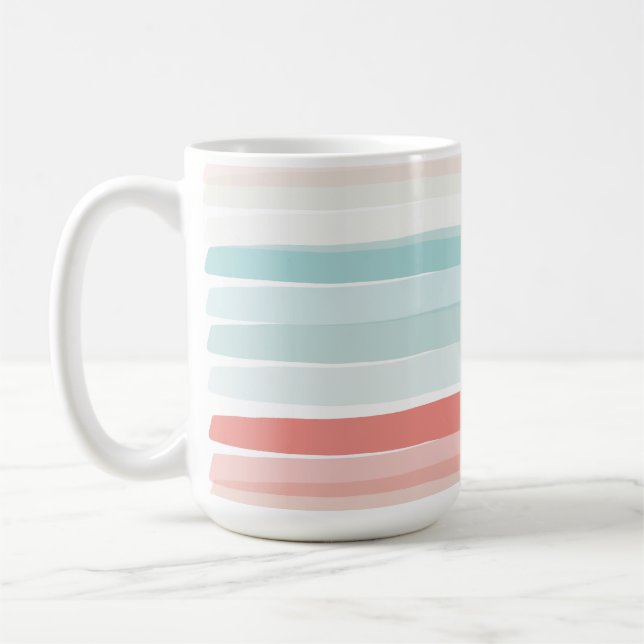 Caneca De Café Estrias de Verão em coral e turquesa (Esquerda)