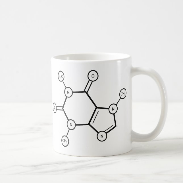 Caneca De Café estrutura molecular da cafeína (Direita)