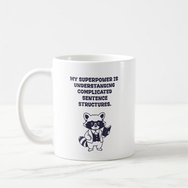 Caneca De Café Estruturas de Frases Complicadas de Superpoder Gra (Esquerda)