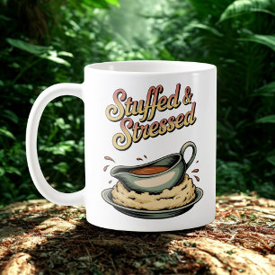 Caneca De Café Estufado e Estressado   Humor do Caos da Refeição 