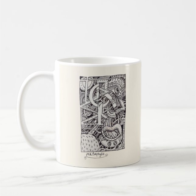 Caneca De Café Esvaziado, desenho de tinta (Esquerda)