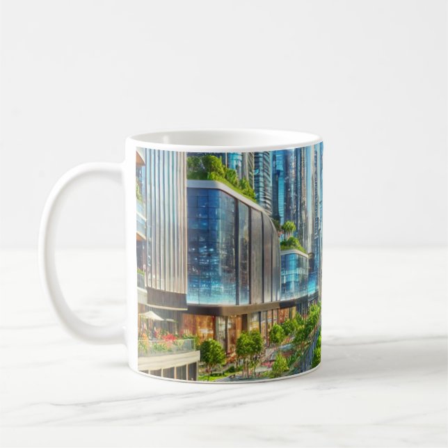 Caneca De Café Eterity Metropolis - Futurística paisagem urbana (Esquerda)