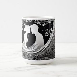 Caneca De Café Eterno Romance Casal branco e preto