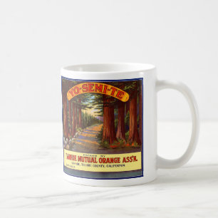 Caneca De Café Etiqueta alaranjada de Yo-Semi-Te do vintage