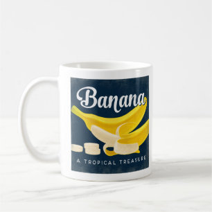 Caneca De Café Etiqueta da fruta do vintage da banana retro