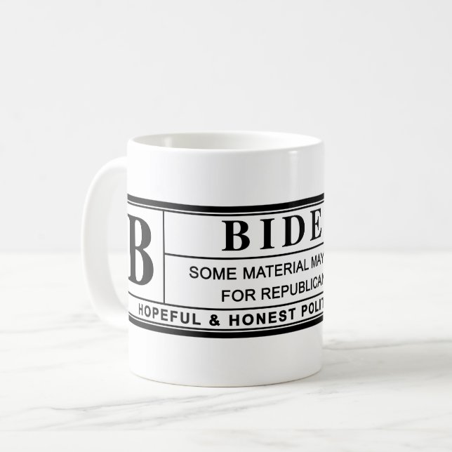 Caneca De Café Etiqueta de Aviso Joe Biden (Frente Esquerda)