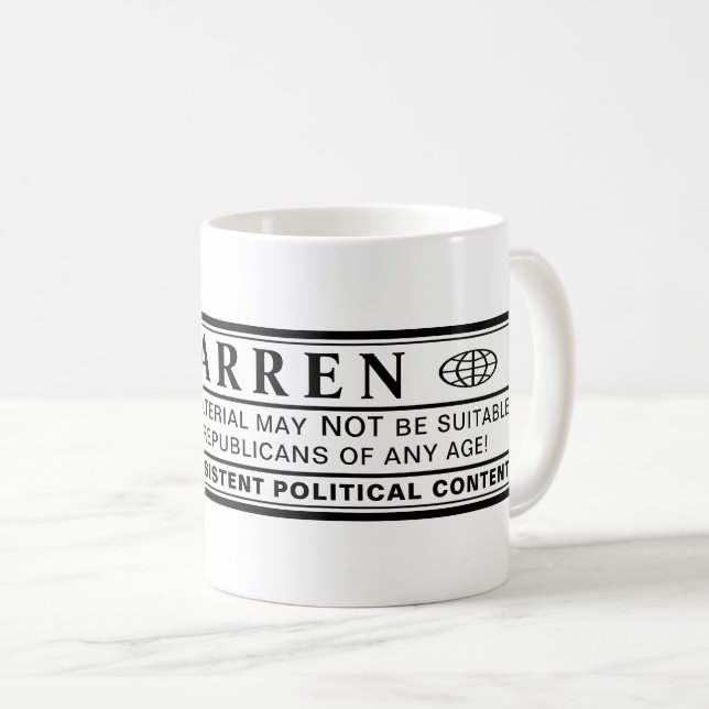 Caneca De Café Etiqueta de Aviso Warren (Frente Esquerda)