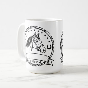 Caneca De Café Etiqueta de Insígnia de Cavalo Ocidental
