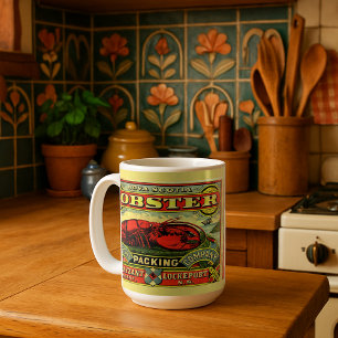 Caneca De Café Etiqueta de Lagosta Vintage Canning Nova Scotia