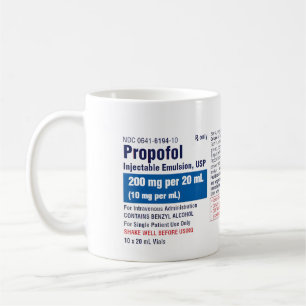 Caneca De Café Etiqueta Divertida de Propofol Médico