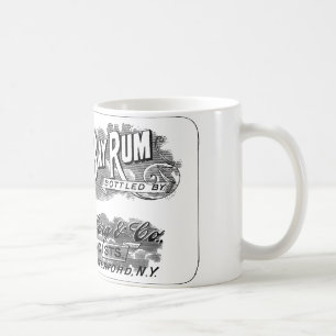 Caneca De Café Etiqueta do logotipo da propaganda do rum de baía