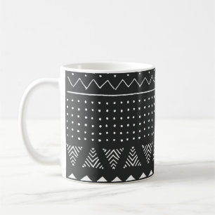 Caneca De Café Etnia tribal: padrão branco negro.