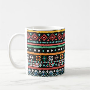 Caneca De Café Étnica Boho: Impressão de pixel geométrico