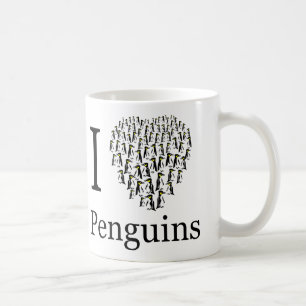 Caneca De Café Eu adoro a taça de coração dos pinguins