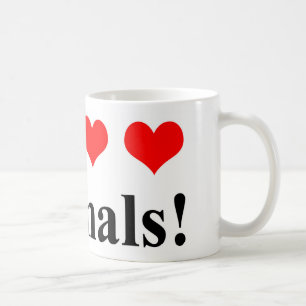 Caneca De Café Eu adoro animais!