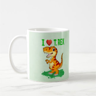 Caneca De Café Eu adoro dinossauros, design divertido. Cartão