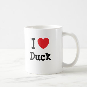 Caneca De Café Eu adoro Duck Heart Shirt