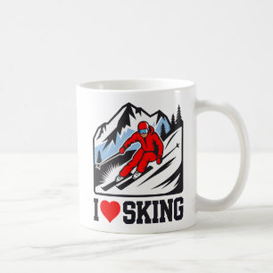 Caneca De Café Eu Adoro Esquiar Retro Skier Mountain Graphic