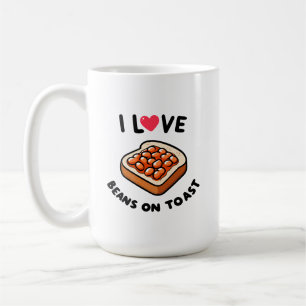 Caneca De Café Eu adoro feijões na torrada