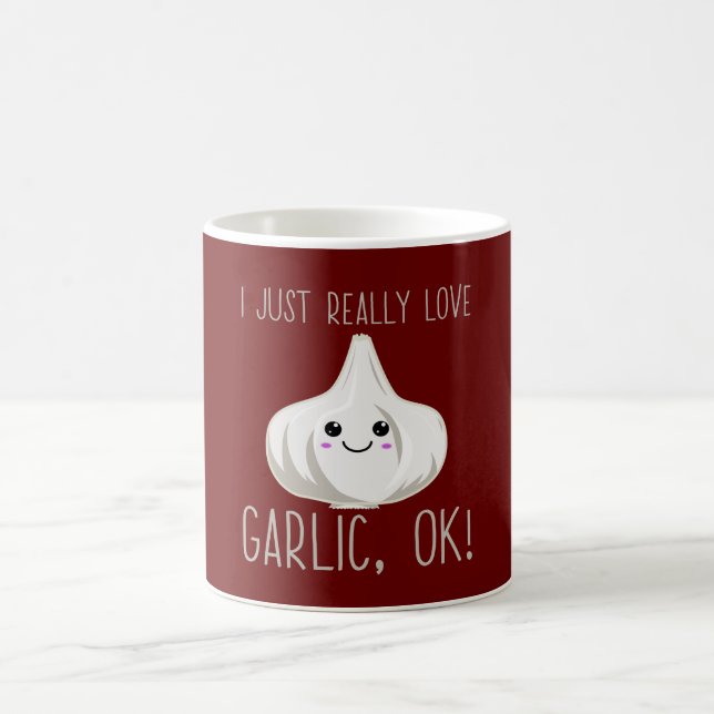 Caneca De Café Eu Adoro Garlic Ok! Presente de alho Kawaii (Centro)