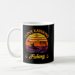 Caneca De Café Eu Adoro Kayaking E Pesca Canoando Aventura