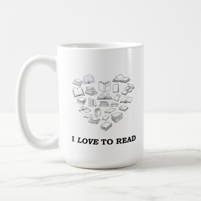 Caneca De Café Eu Adoro Ler (Esquerda)