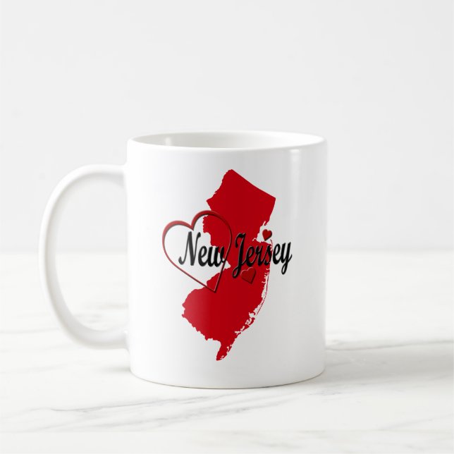 Caneca De Café Eu Adoro Mapa do New Jersey Hearts (Esquerda)