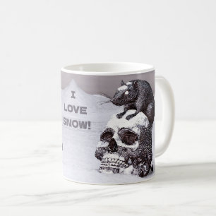 Caneca De Café Eu Adoro Neve! Rato no crânio
