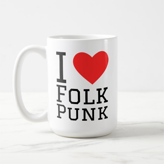 Caneca De Café Eu adoro o folk punk quadrado (Esquerda)