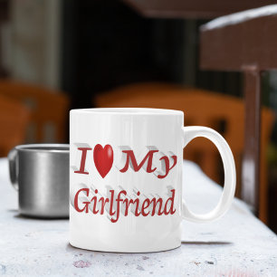 Caneca De Café Eu adoro o meu texto bonitinho Namorada