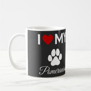 Caneca De Café Eu adoro o meu texto personalizado de cão da Pomer