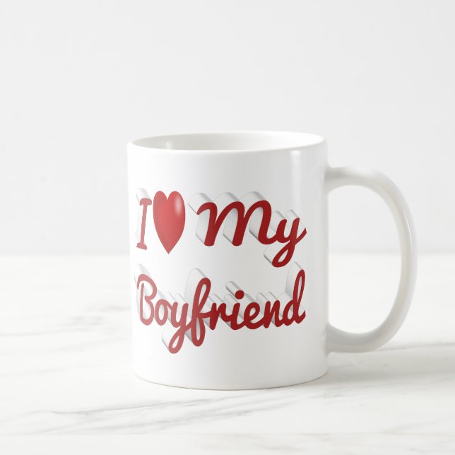 Caneca De Café Eu adoro o meu texto vermelho Namorado (Direita)