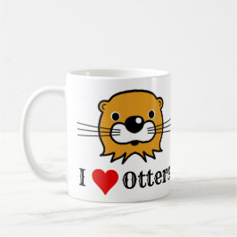 Caneca De Café Eu Adoro Otters. Mais Valorização. Loves Otters