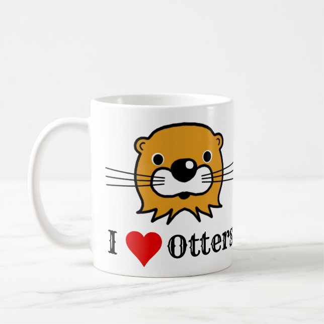 Caneca De Café Eu Adoro Otters. Mais Valorização. Loves Otters (Esquerda)