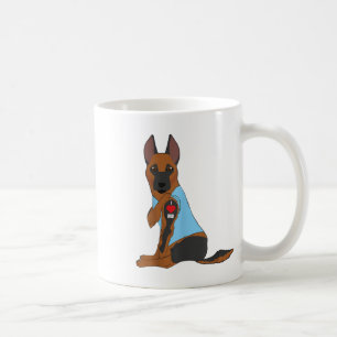 Caneca De Café Eu Adoro Pai - Cachorro Coração Tatuagem Belga Mal