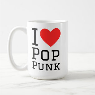Caneca De Café Eu adoro pop punk e adesivo quadrado