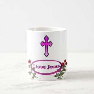 Caneca De Café Eu adoro produtos de Jesus com rosas