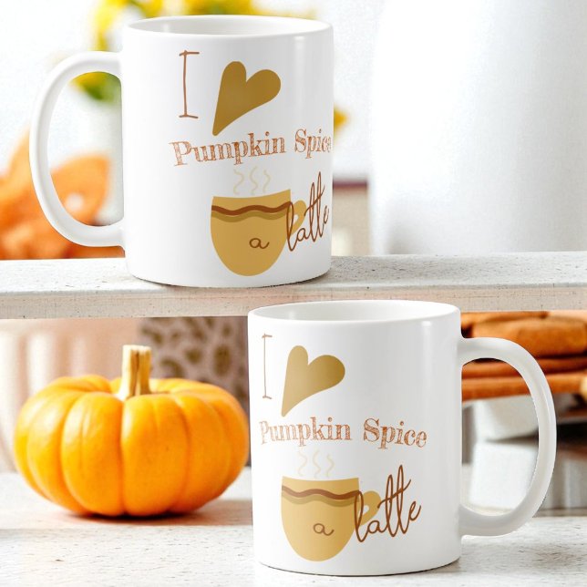 Caneca De Café Eu Adoro Pumpkin Spice Um Latão Humoroso (View on both sides of the ceramic mug handle)