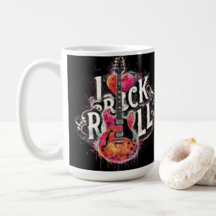Caneca De Café Eu Adoro Rock N Roll Pintura Elétrica De Violão