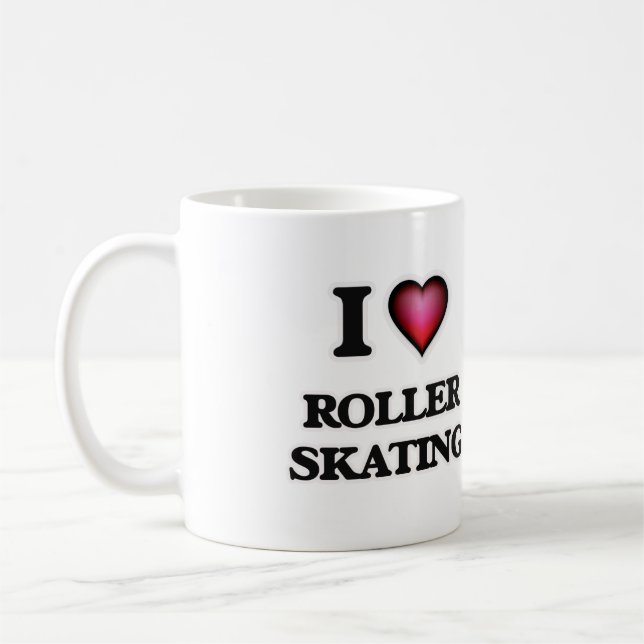 Caneca De Café Eu Adoro Roller Skating (Esquerda)