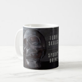 Caneca De Café Eu Adoro Skulls. Bebida Spooky. Crânio sorridente