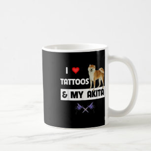 Caneca De Café Eu Adoro Tatuagens E Meu Cachorro Akita Tatuado Mã